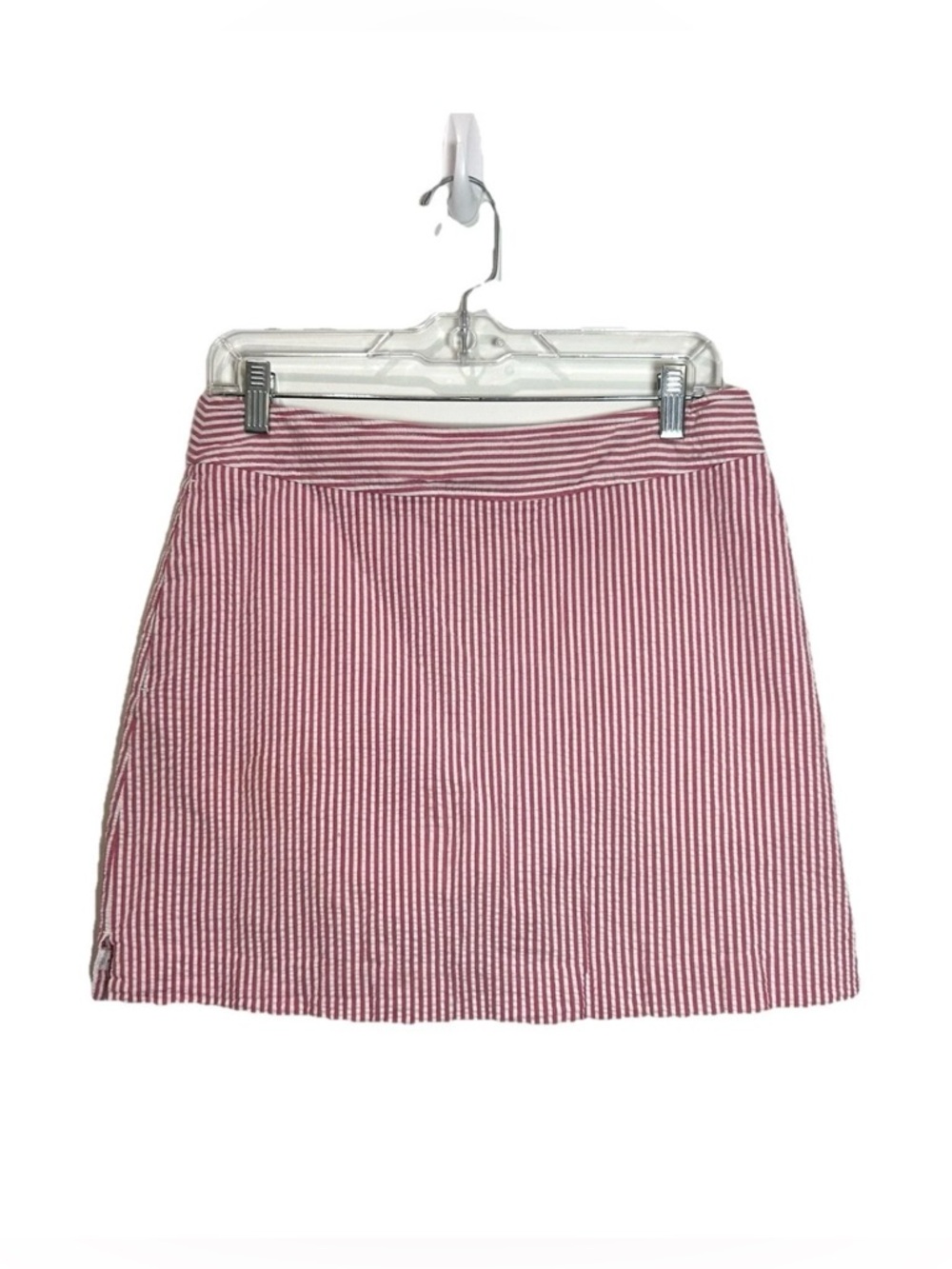 Vineyard Vines Skort Size 6 Pink White Seersucker Pockets Striped Preppy Coastal - Picture 1 of 11